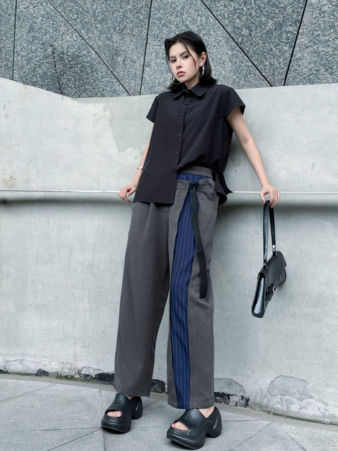 Stripe Panel Wide Pants